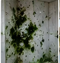 Wall covered in mold growth, before remediation